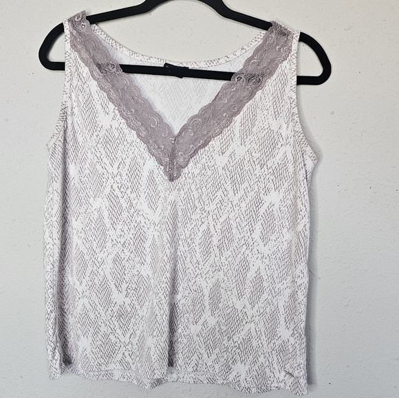 Tahari Other - Tahari Intimates Sleep Tank Lace Sexy Cami White Lavendar Purple Soft Size L